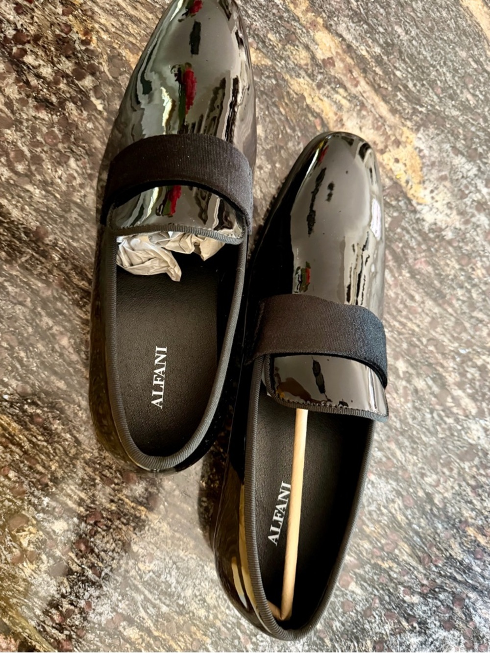 Brand New! Black Patent Slip-On Loafer with Satin Strap